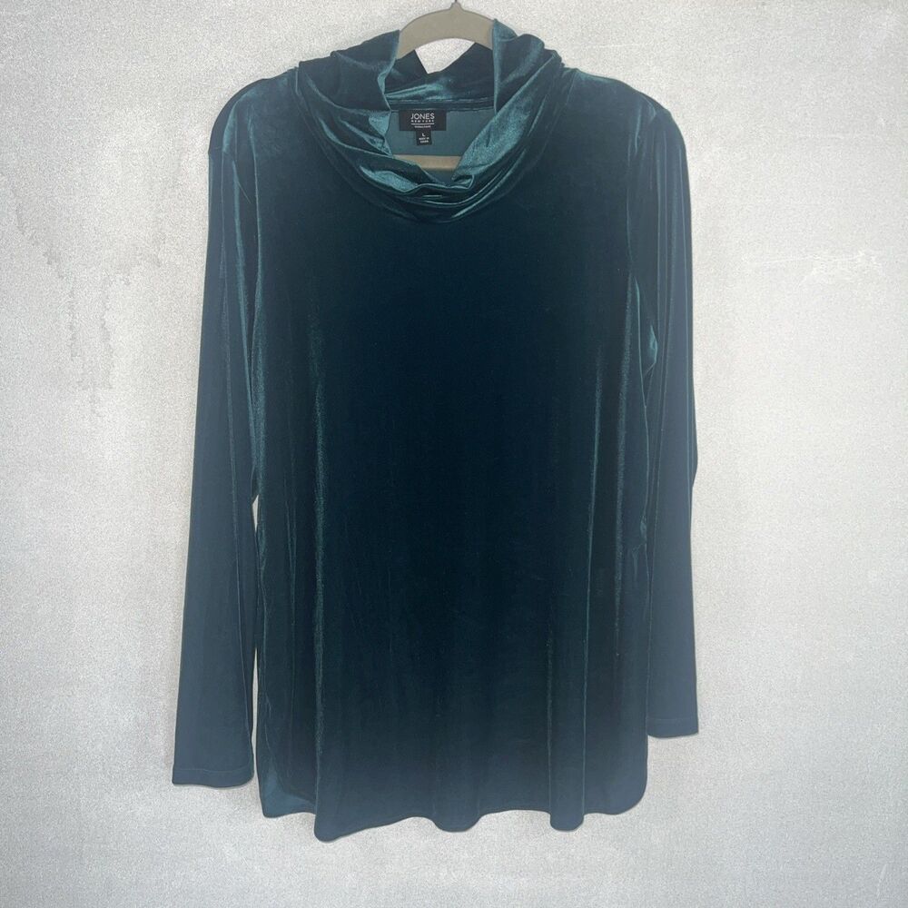 JONES NEW YORK Long Sleeve Cowl Neck Velvet Tunic Top Deep Teal Large